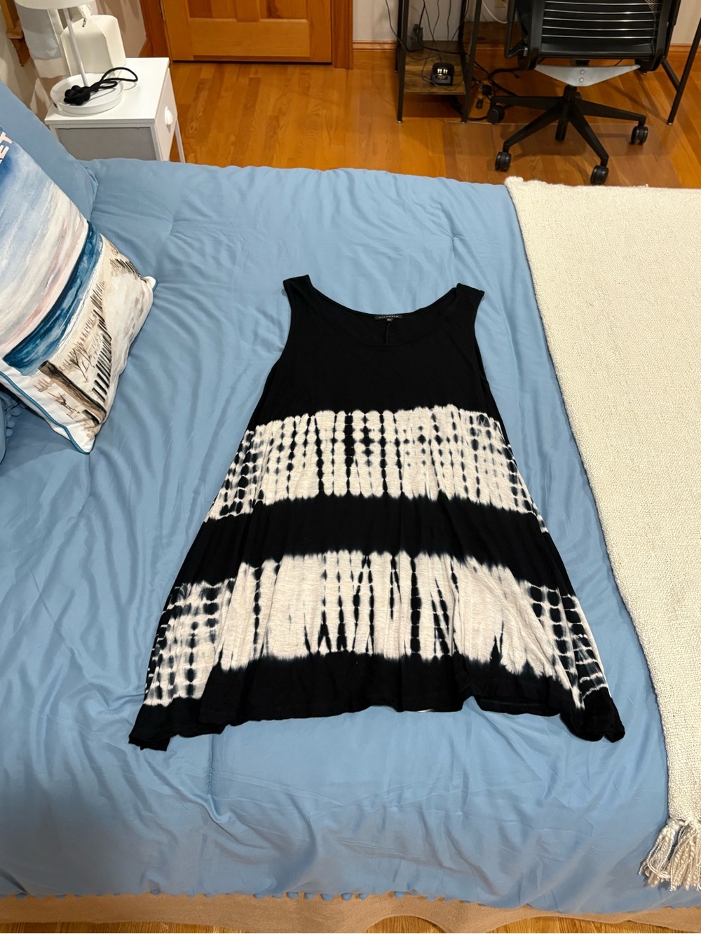 Staccato Black and White Tie-Dye Swing Dress